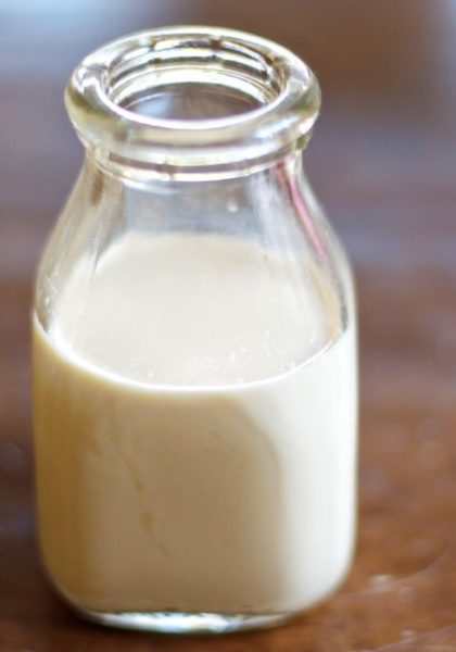 bottle of homemade evaporated milk