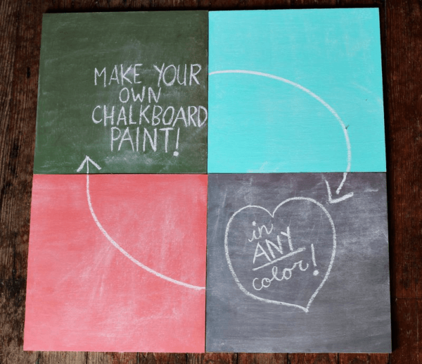 4 different colored chalkboard squares