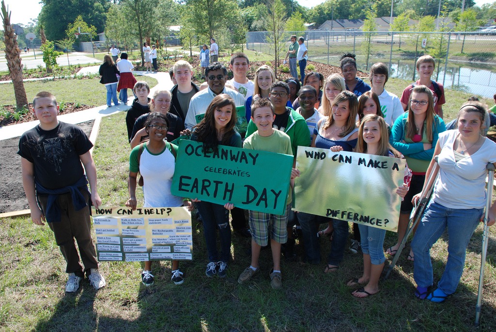 students outside earth day
