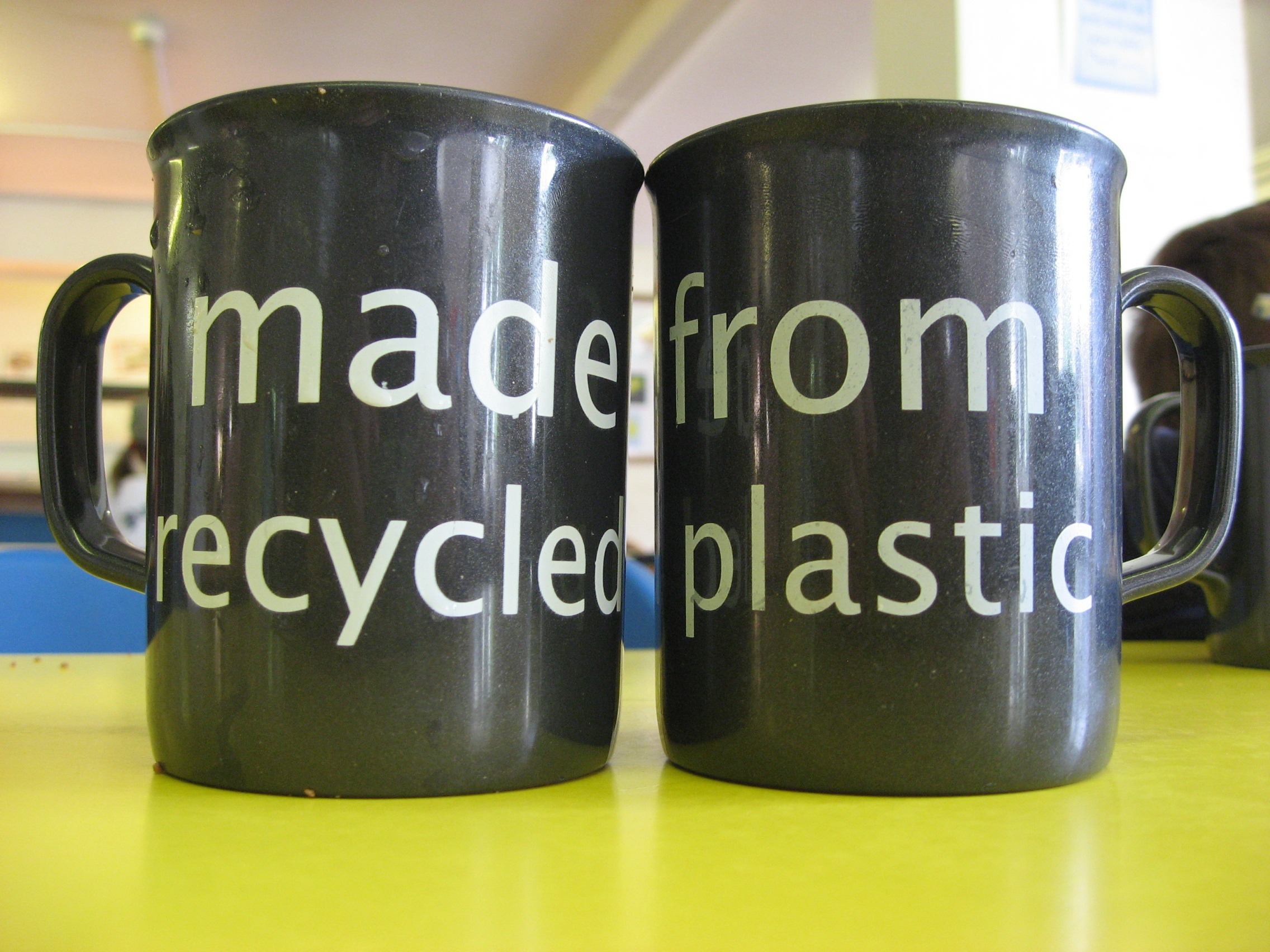 Mugs made from recycled plastic