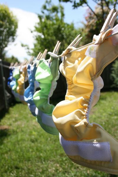 Cloth diapers being line dried