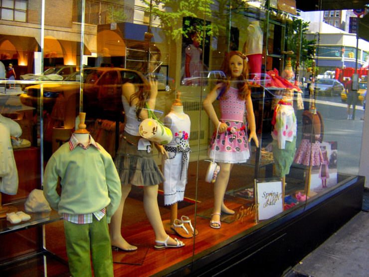 Childrens clothes for sale in window
