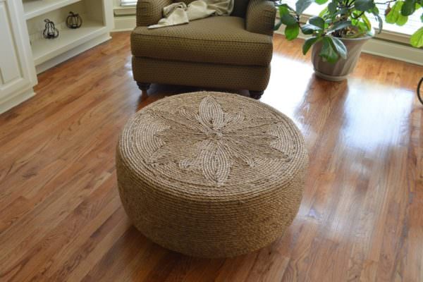sisal rope-covered ottoman