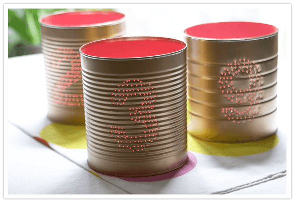 DIY tin can table numbers
