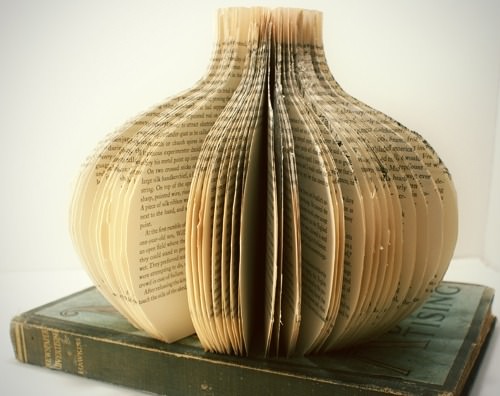 vase made from upcycled old books