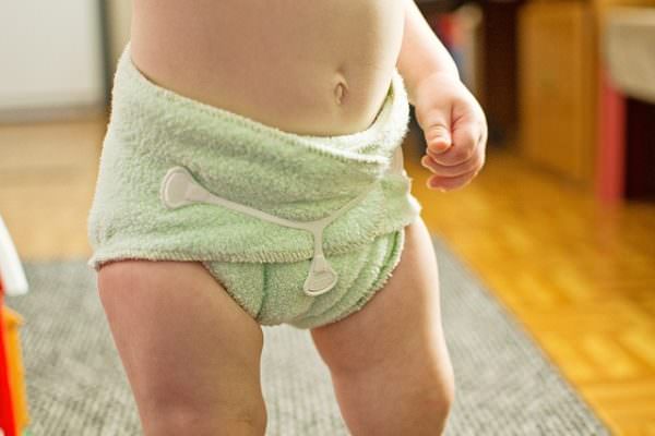Baby in cloth diaper