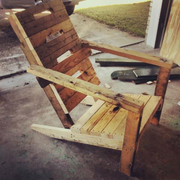 Repurposed wooden pallet made into chair