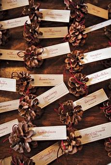 DIY pine cone place cards