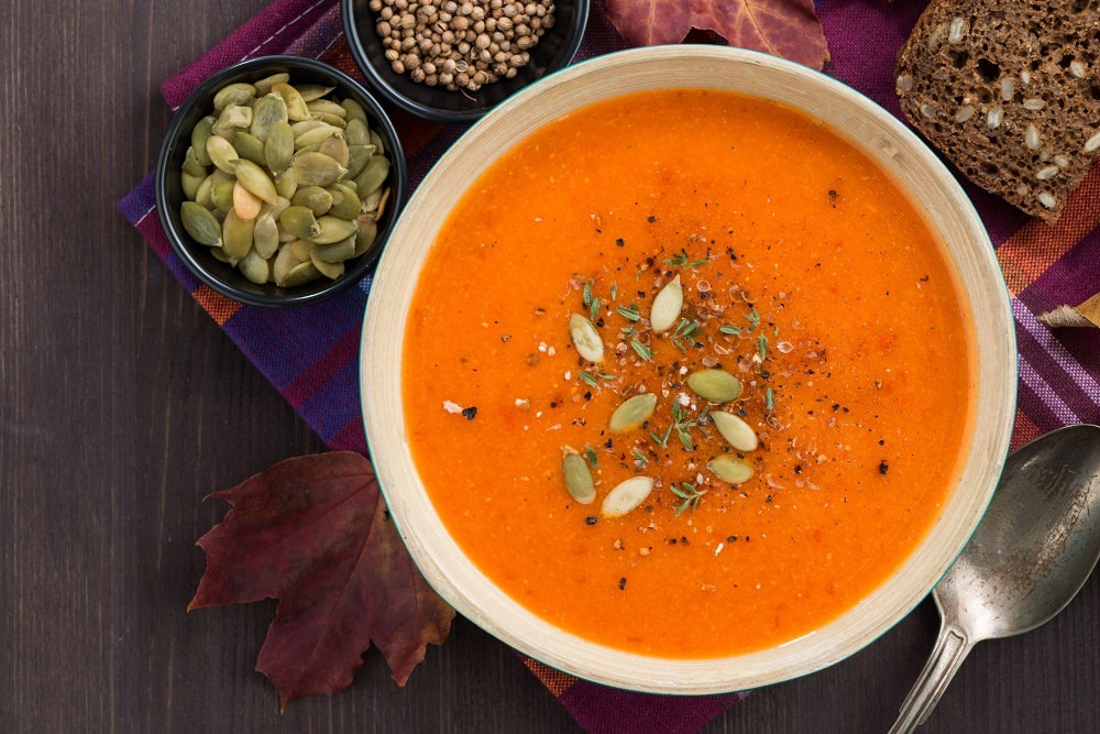 pumpkin soup in bowl
