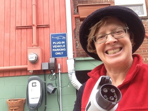 Don’t have a garage? An EVSE can be easily mounted to the side of your home, as Deborah Seymour, a blogger and EV advocate, did at her 125-year-old home in Seattle, Washington. 