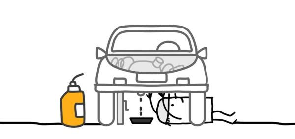 Sketch of motor oil change - recycle motor oil