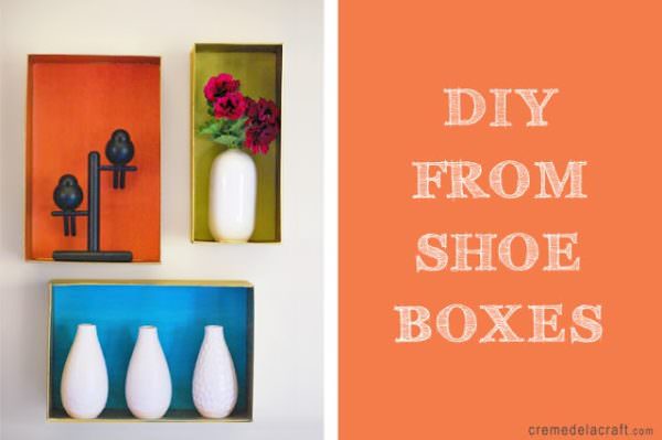 Wall art from upcycled shoeboxes