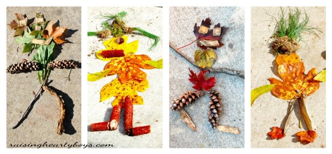 Leaf men collage for Earth Day