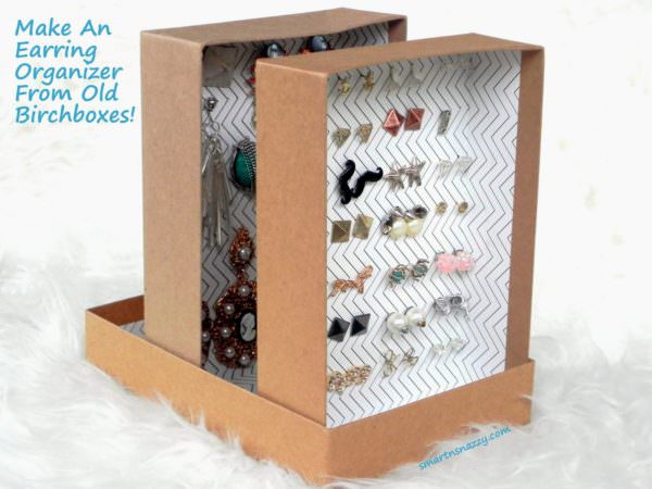Upcycled shoebox: Earring organizer