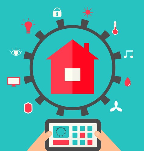 Smart house technology system illustration
