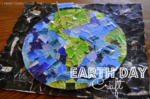 Earth Day globe mosiac craft