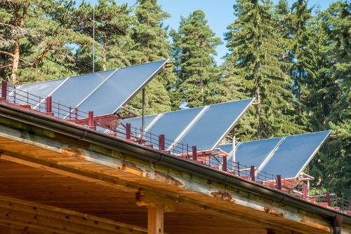 Solar power panels on roof