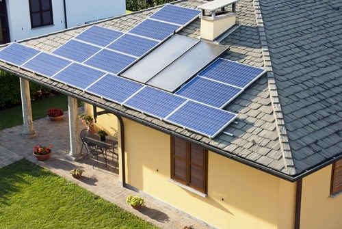 Solar power panels on roof