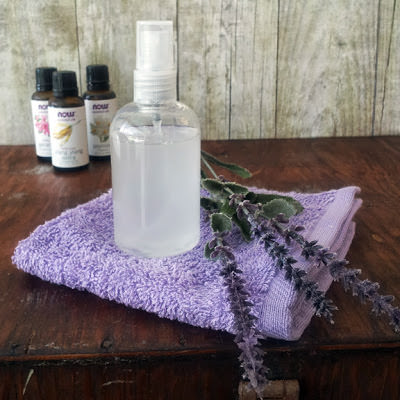 DIY leave-in hair conditioner spray, lavender sprigs, essential oils