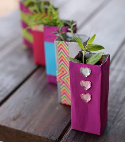 Upcycling ideas: Juice box seed starters