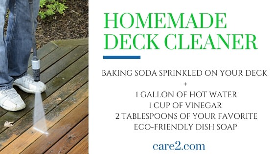 Make your own outdoor deck maintenance cleaner with natural, eco-friendly household ingredients instead!