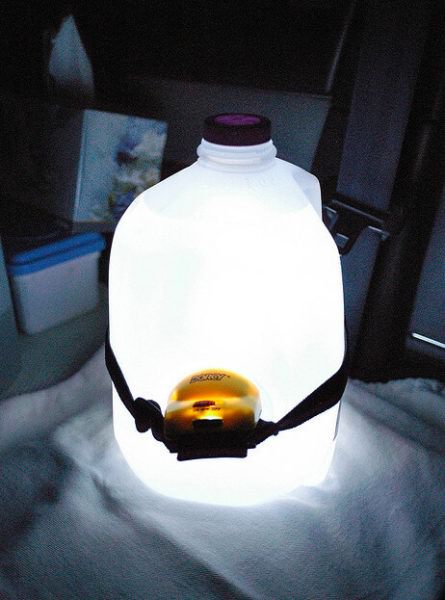 camping hack #8: water jug lantern