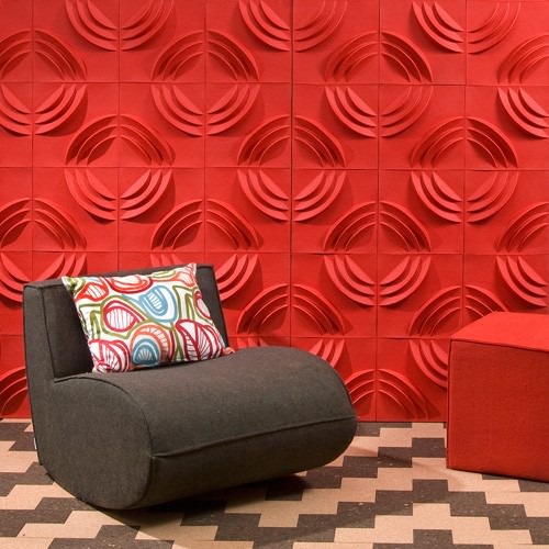 The Ripple PaperForms Wall Tiles from MIO add an interesting temporary texture to any wall. Photo: MIO