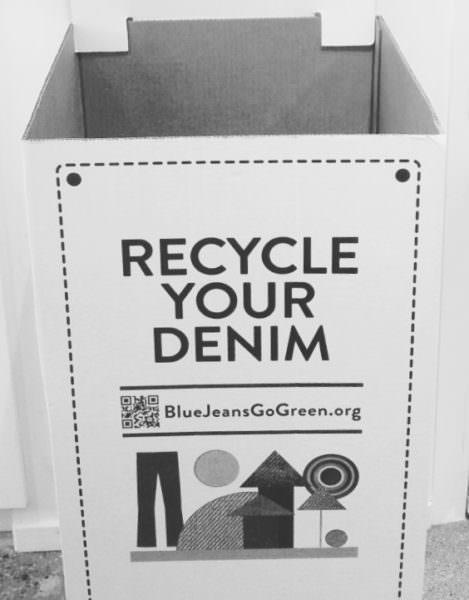 BlueJeansGoGreen.org denim recycling box.