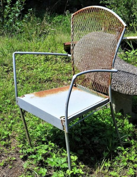 rusted metal chair