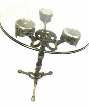 Table from Frost Auto Decor Features Pistons & Other Auto Parts. Photo: Etsy.Com