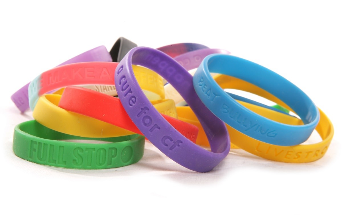 Various charity silicone wristbands
