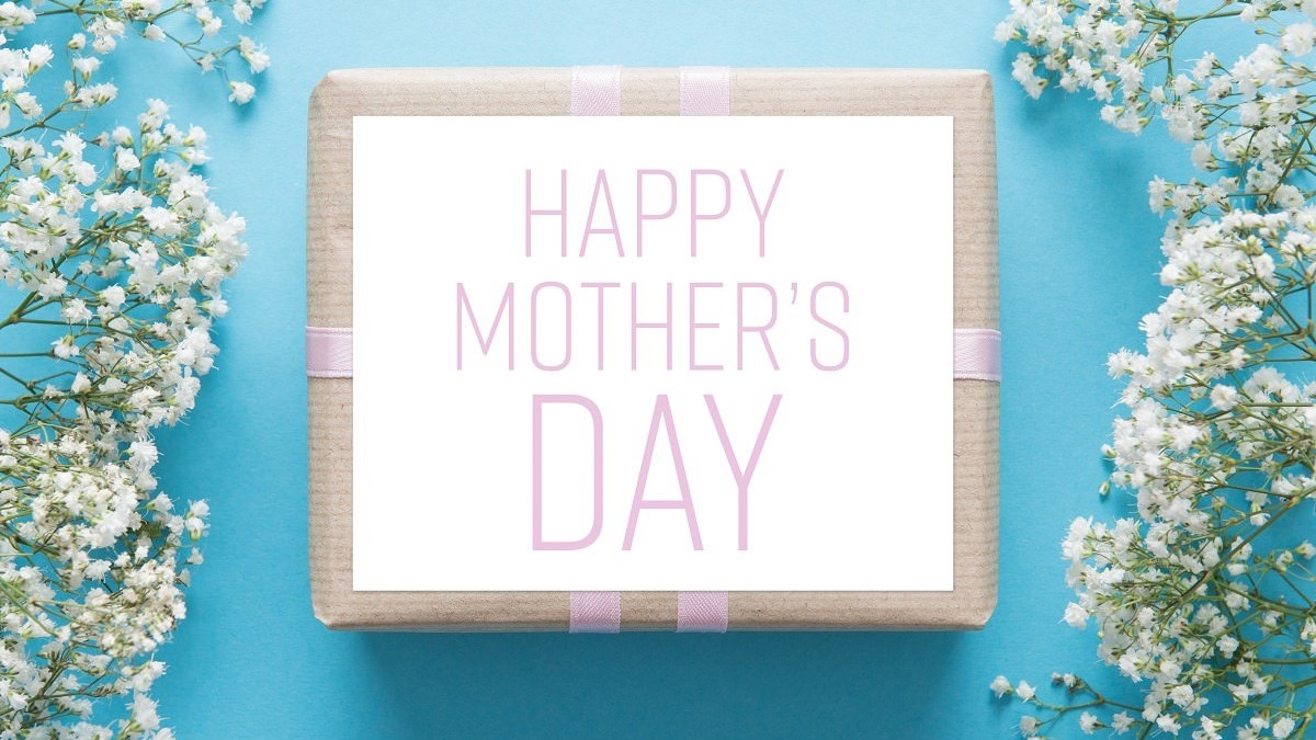 Happy Mother's Day over blue background