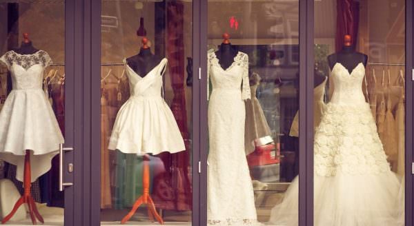 bridal shop window display