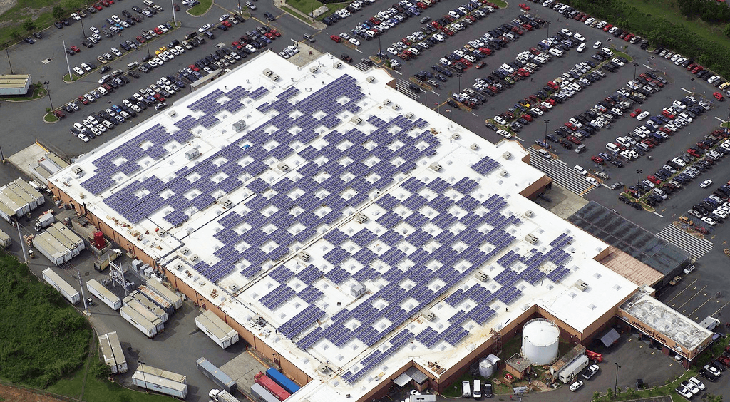 solar panels on Walmart store roof