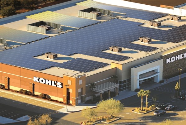 solar panels on Kohl's store roof