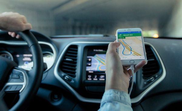 using navigation app in car