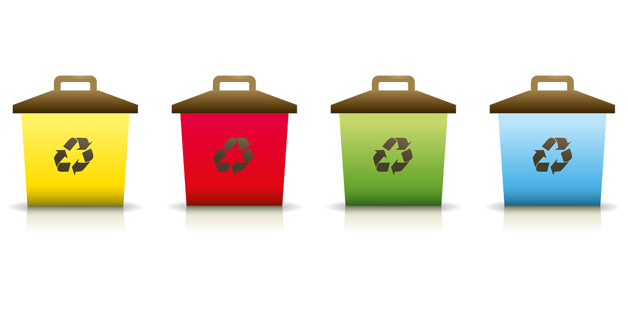 recycling and garbage bins