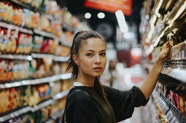 woman shopping in grocery store