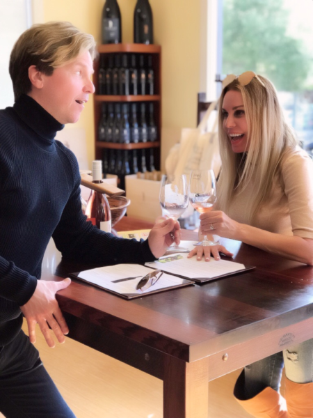 Ron and Lisa Beres sample wine at the Scheid tasting room in Carmel
