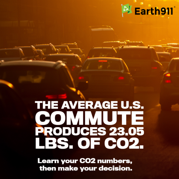 The average U.S. commute produces 23.05 pounds of carbon dioxide.