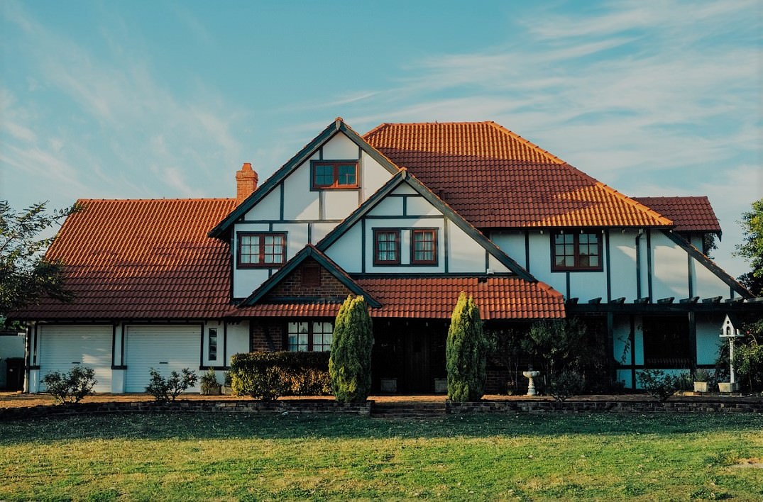 exterior house with orange tile roof