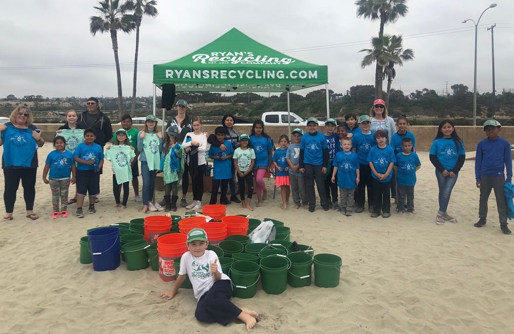 Ryan and crew of other kids for beach cleanup