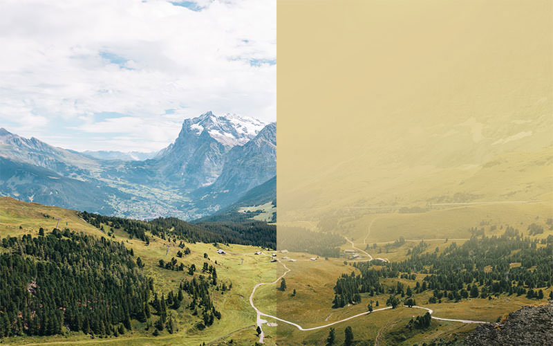smoke haze simulation, Swiss Alps
