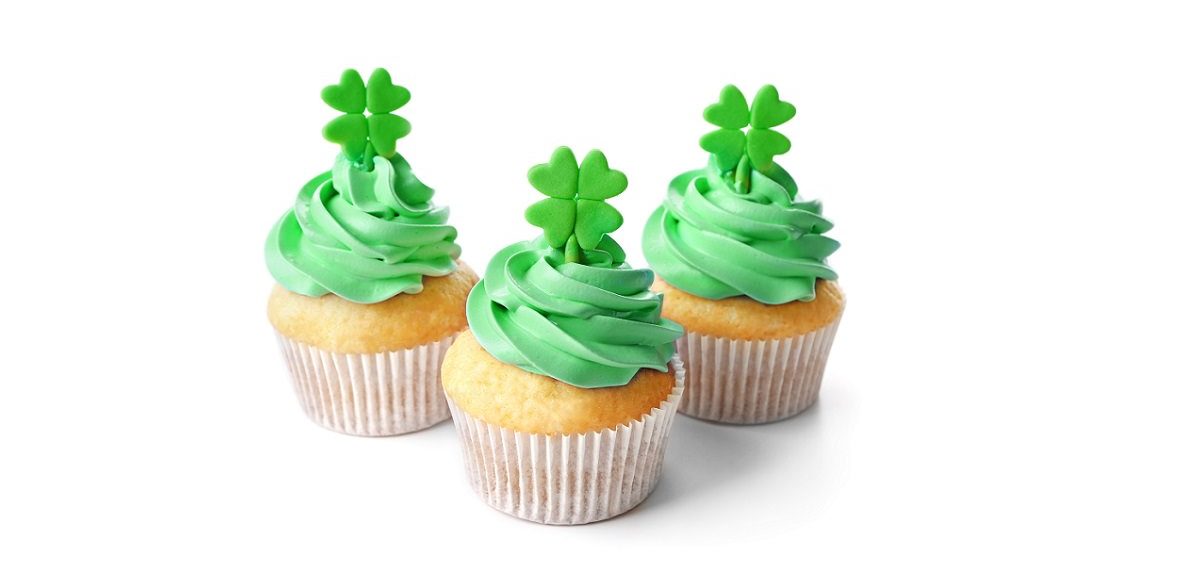 Green frosted St. Patrick's Day cupcakes