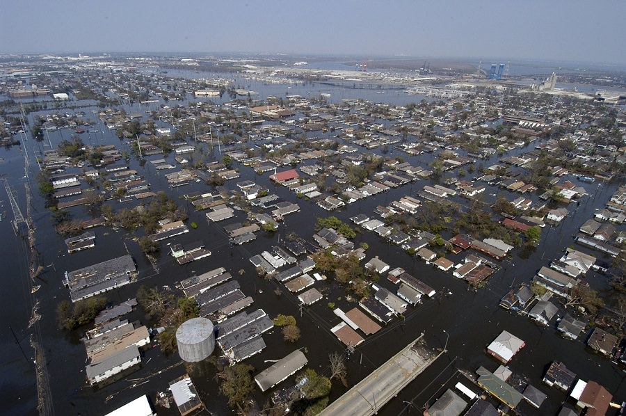 aerial view of flooded New Orleans
