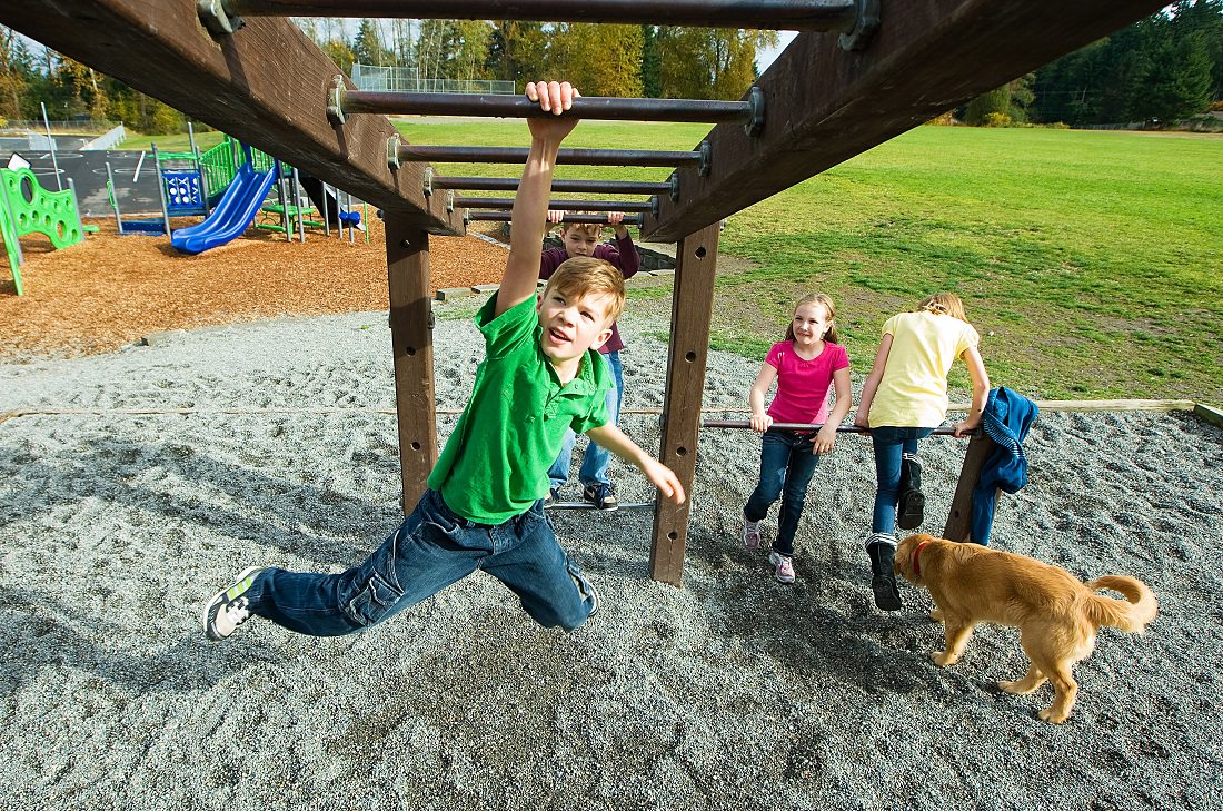 Kids playing in a playground