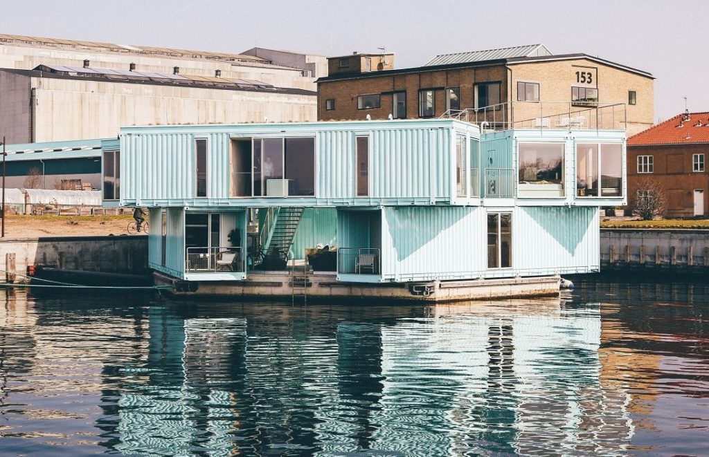 floating home made from shipping containers