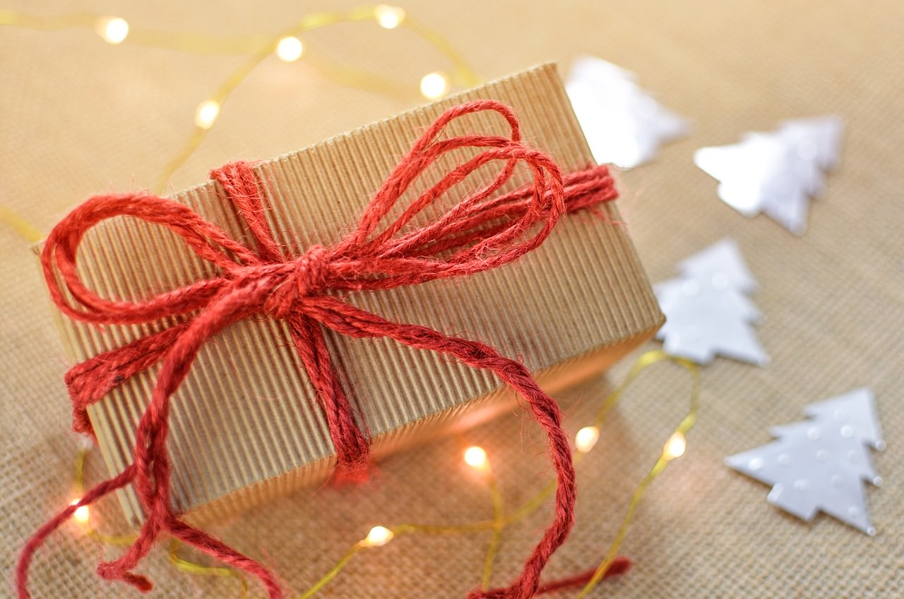 gift wrapped in brown paper and twine