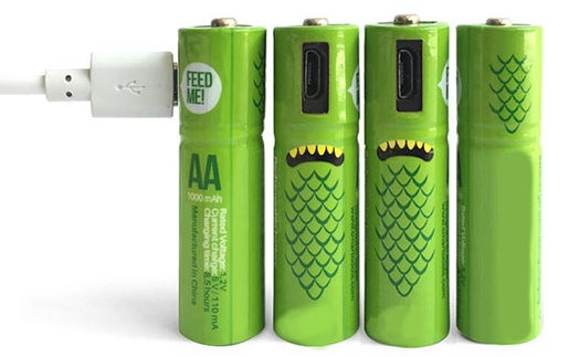 ECO Rechargeable AA USB Rechargeable Batteries: 4-Pack