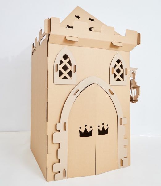 Child's cardboard playhouse
